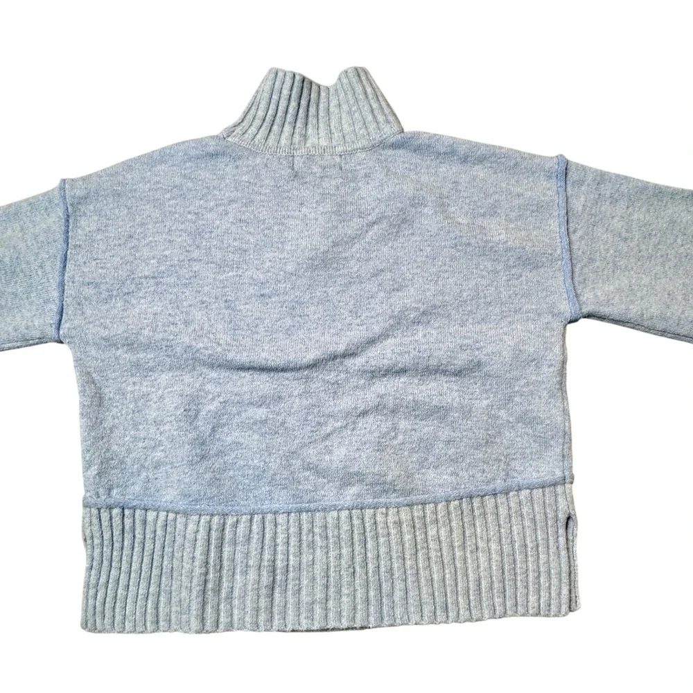 Anthropology Oliver O Light Blue Sweater Mock‎ Neck Oversized Ribbed Knit Small